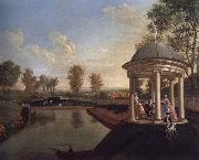 Edward Haytley The Brockman Family and Friends at Beachborough Manor The Temple Pond looking from the Rotunda oil painting
